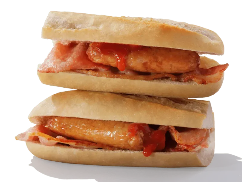 Greggs Bacon and Sausage Breakfast Baguette